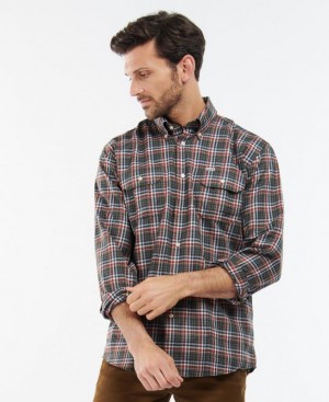 Olive / Navy / Dark Red Men Barbour Eastwood Thermo Weave Shirts | US-4013OIAYW