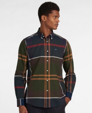 Olive / Navy / Red Men Barbour Dunoon Tailored Shirts | US-6934TZXGI