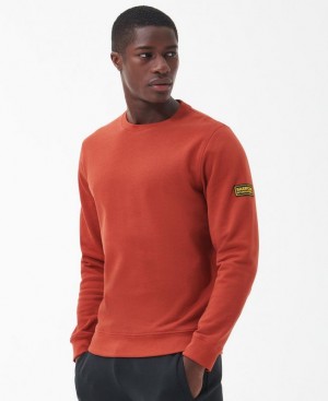 Orange Men Barbour International Racer Badge Crew Neck Sweatshirt | US-5139LNUBW