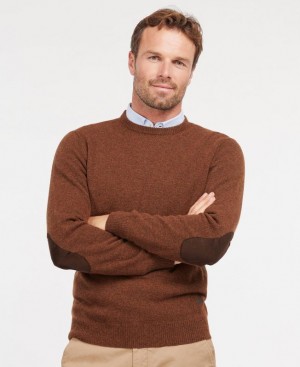 Orange Men Barbour Patch Crew Neck Sweater | US-6078QHEWY