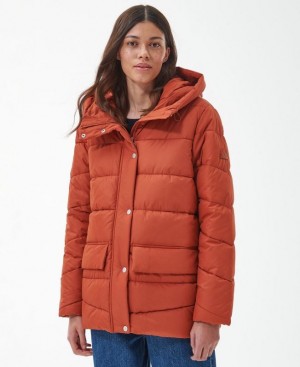 Orange Women Barbour Bracken Quilted Jacket | US-4670VISWH