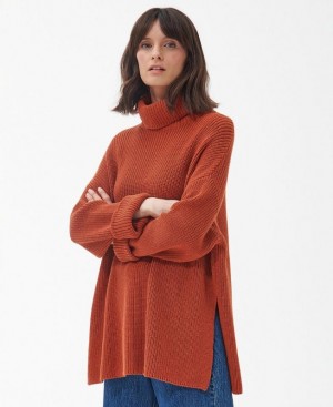 Orange Women Barbour Stitch Cape Sweater | US-8549CLDZX