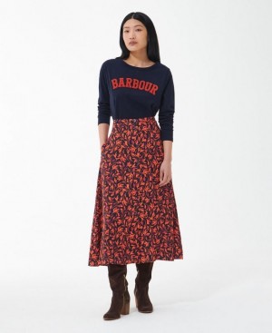 Orange / Black Women Barbour Anglesey Skirt | US-2549HKRXE