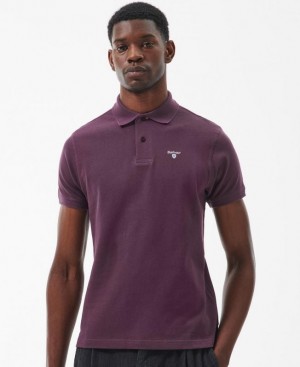 Purple Men Barbour Cotton Polo Shirt | US-0472GPMVU