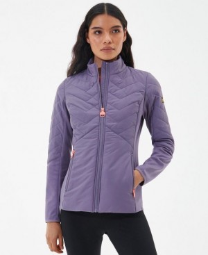 Purple Women Barbour International Grainger Sweatshirt Quilted Jacket | US-9203ETKXA