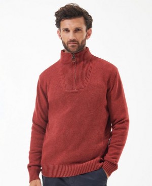 Red Men Barbour Nelson Essential Half Zip Sweatshirt | US-2945OBCVH