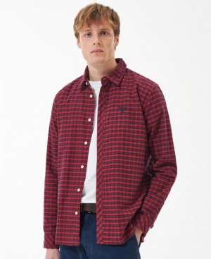 Red / Black Men Barbour Beacon Emmerson Shirts | US-4872GEQPL