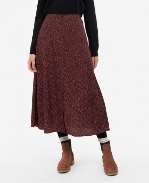 Red / Black Women Barbour Anglesey Skirt | US-6971HWLTC