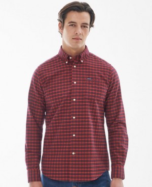 Red / Navy Men Barbour Emmerson Tailored Shirts | US-3925PDWXG