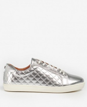 Silver Women Barbour Cosmo Sneakers | US-2734HMSFW