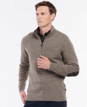 Taupe Men Barbour Holden Half Zip Sweater | US-8043BXPDH