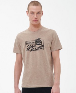 Taupe Men Barbour International Eddie T-Shirts | US-6758TOHEP