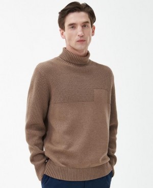 Taupe Men Barbour Steetley Roll-Neck Sweater | US-2864QROLE