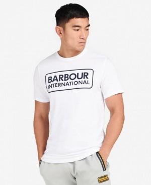 White Men Barbour International Essential Large Logo T-Shirts | US-7583HWGKM