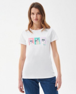 White Women Barbour Beacons T-Shirts | US-4183OPUYH