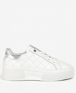 White Women Barbour Darla Sneakers | US-3264TFQKU