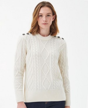 White Women Barbour Greyling Knitted Sweater | US-6402XNBAW