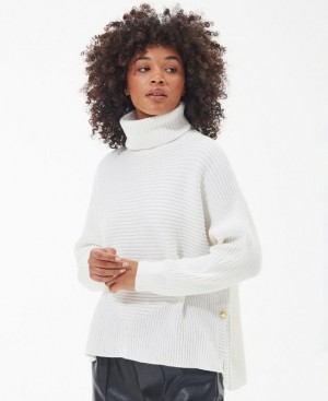 White Women Barbour International Boulevard Knitted Sweater | US-0894MPDXS