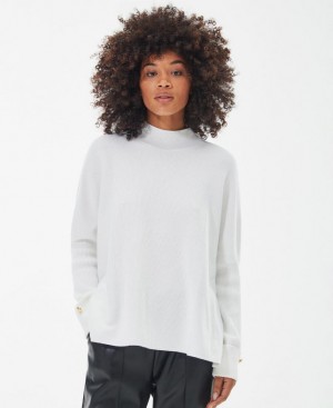 White Women Barbour International Enfield Knitted Sweater | US-1793UKVDF