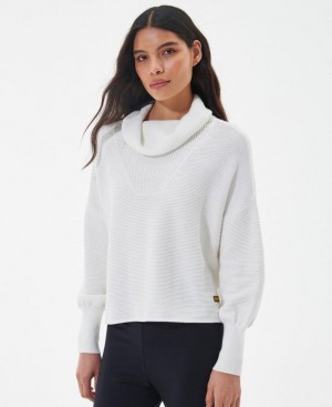 White Women Barbour International Parade Knitted Sweater | US-6980BOEMQ