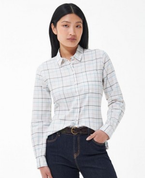 White Women Barbour Triplebar Shirts | US-8057DYKET