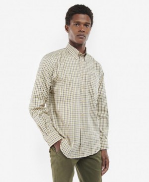 White / Green / Blue Men Barbour Tattersall Shirts | US-0768EOJMG