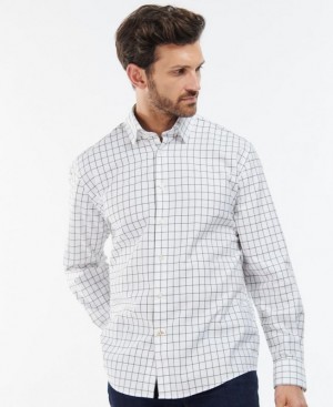 White / Olive Men Barbour Hanstead Country Active Shirts | US-2514MCZAE