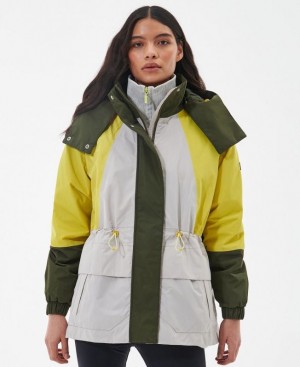 White / Yellow / Olive Women Barbour International Pendleton Waterproof Jacket | US-9160FMUCD