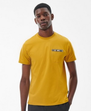 Yellow Men Barbour Durness Pocket T-Shirts | US-1763FYZMU