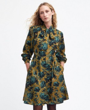 Yellow / Green Women Barbour And House of Hackney Queensbridge Mini Dress | US-1904YJSGL