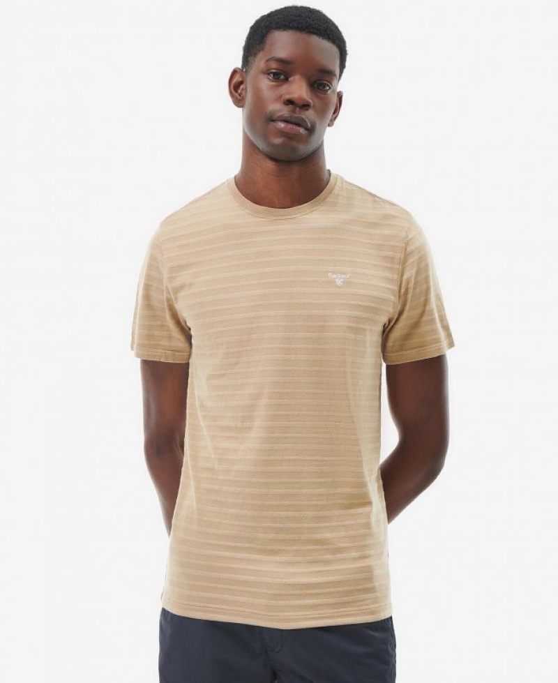 Beige Men Barbour Billingham Pique T-Shirts | US-7853EJWBC