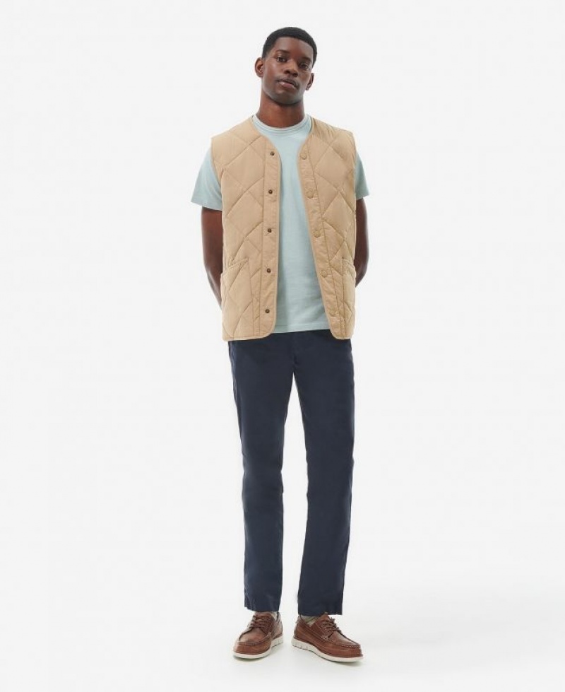 Beige Men Barbour Brent Liddesdale Vest | US-4672SZFNH