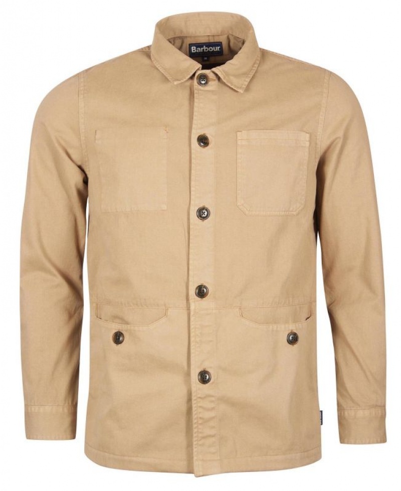 Beige Men Barbour Dene Overshirt | US-8501GNSMY