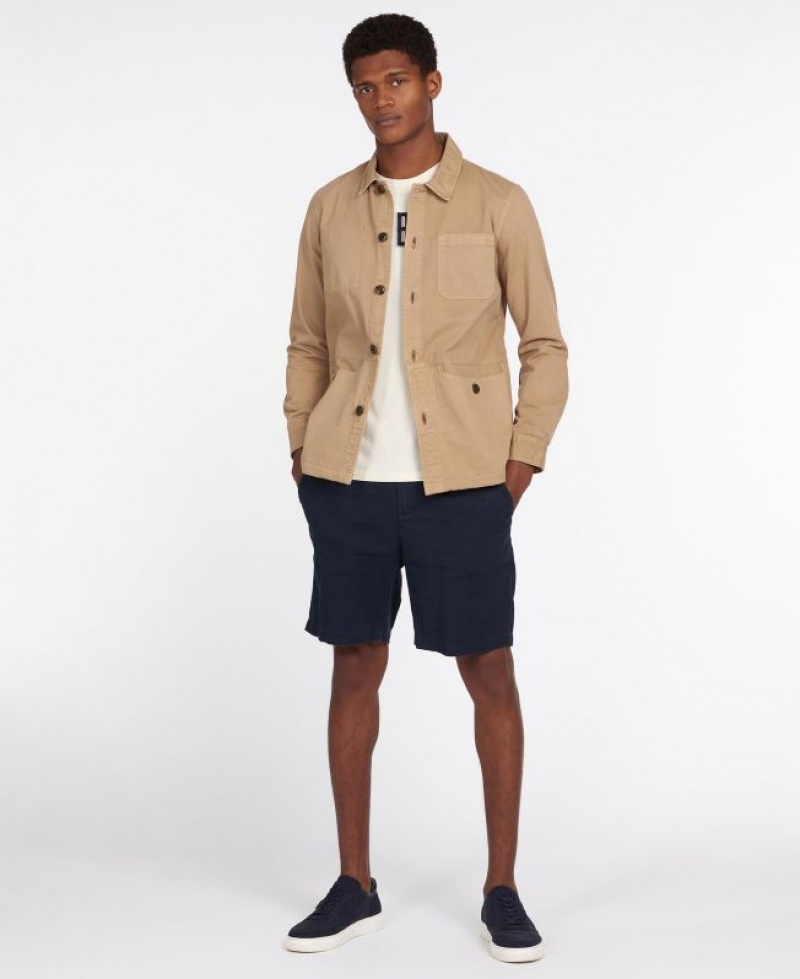 Beige Men Barbour Dene Overshirt | US-8501GNSMY