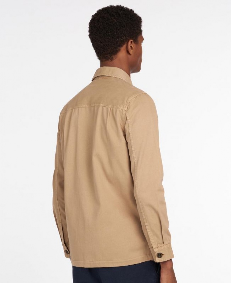 Beige Men Barbour Dene Overshirt | US-8501GNSMY