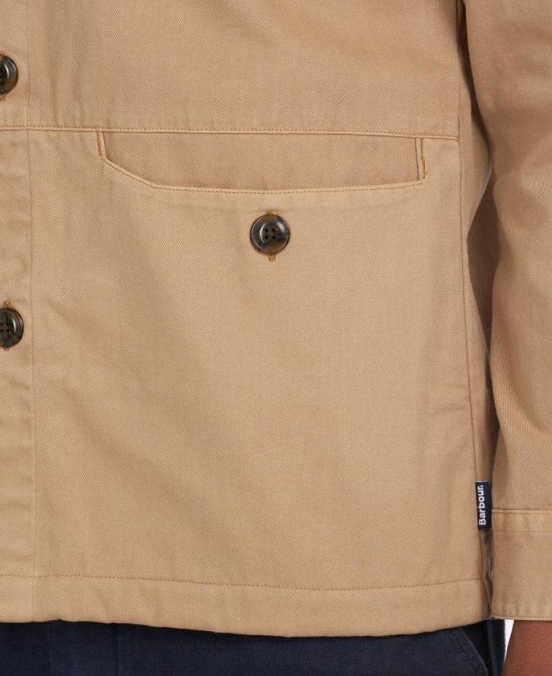 Beige Men Barbour Dene Overshirt | US-8501GNSMY