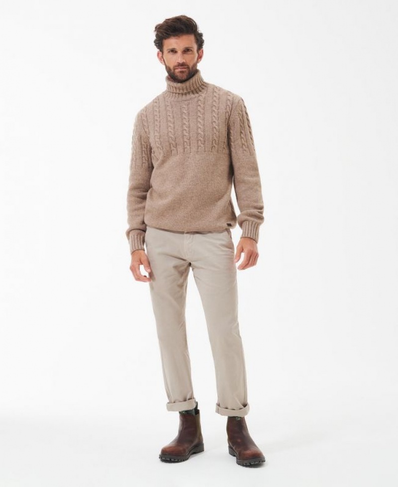 Beige Men Barbour Duffle Knitted Sweater | US-8413NXJFA