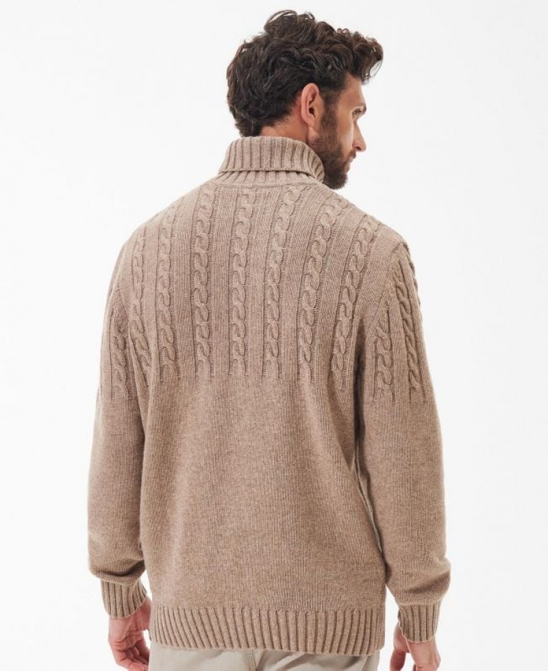 Beige Men Barbour Duffle Knitted Sweater | US-8413NXJFA