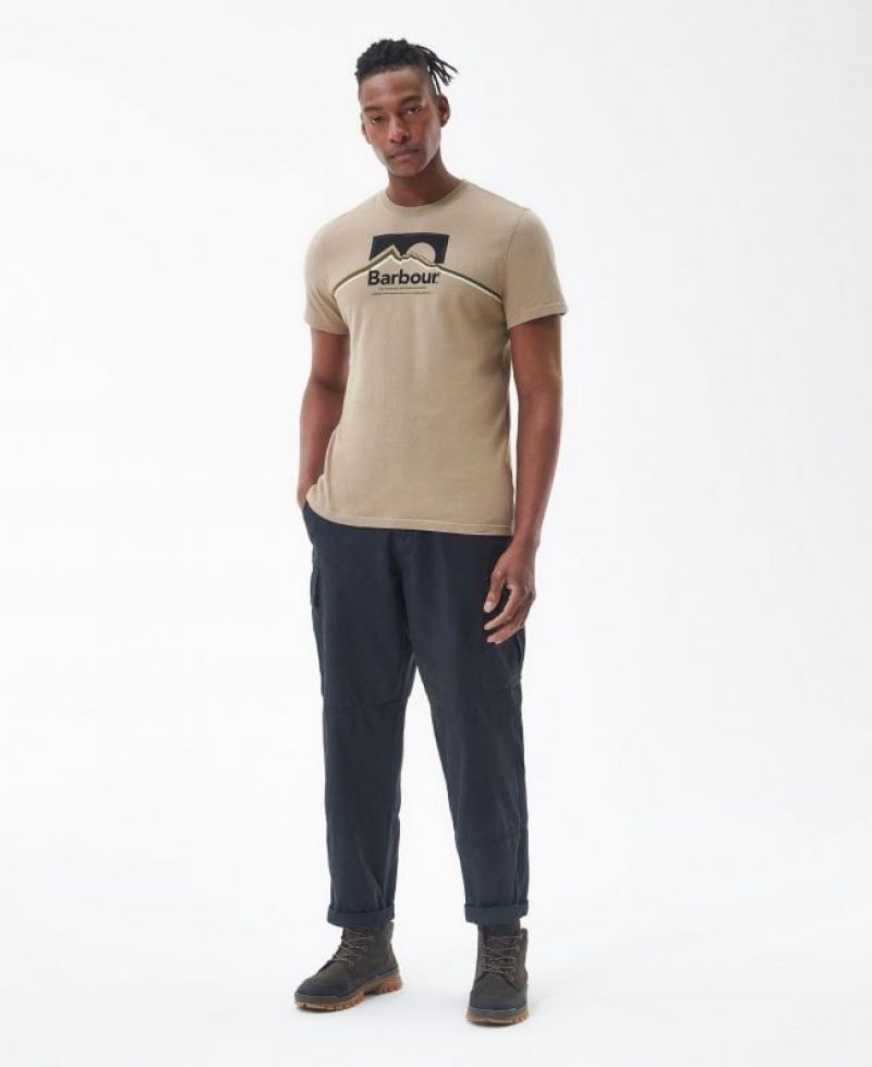 Beige Men Barbour Ellonby Graphic T-Shirts | US-8076FUQWR