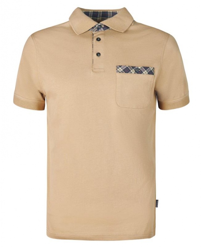 Beige Men Barbour Hirstly Polo Shirt | US-4216FKXPY