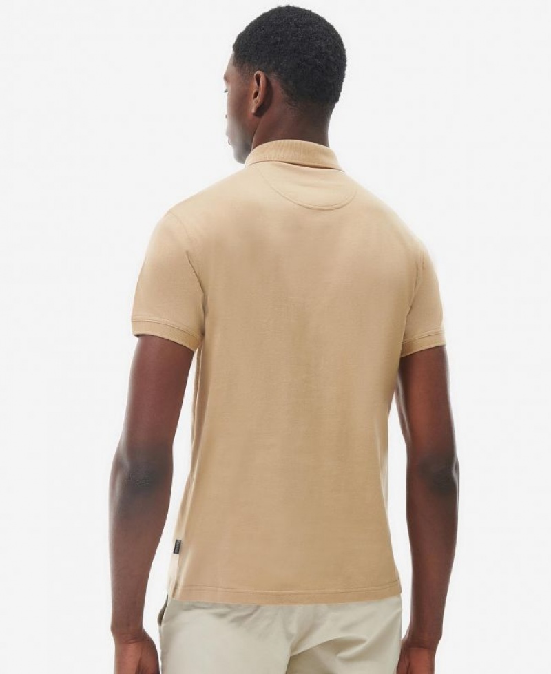 Beige Men Barbour Hirstly Polo Shirt | US-4216FKXPY