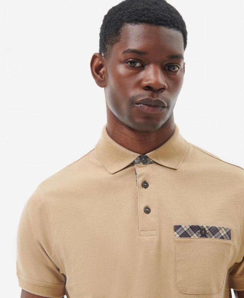 Beige Men Barbour Hirstly Polo Shirt | US-4216FKXPY