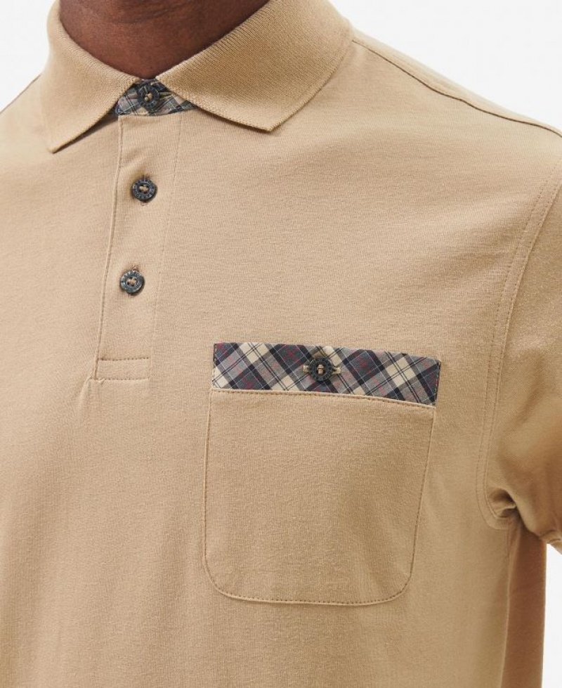 Beige Men Barbour Hirstly Polo Shirt | US-4216FKXPY