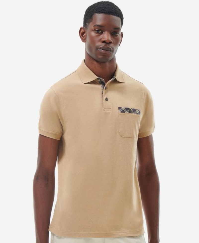 Beige Men Barbour Hirstly Polo Shirt | US-4216FKXPY