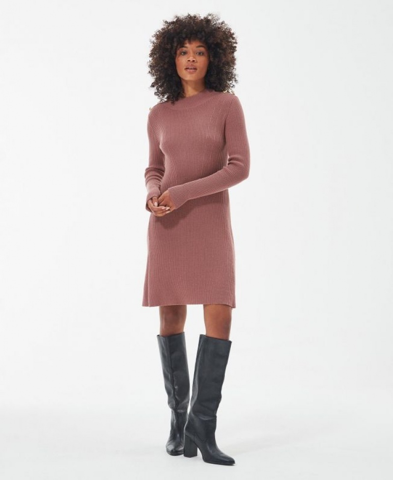 Beige Women Barbour International Enfield Knitted Dress | US-9403RSENM