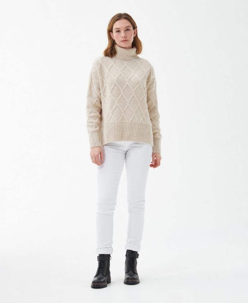 Beige Women Barbour Perch Knitted Sweater | US-1745OGZCI