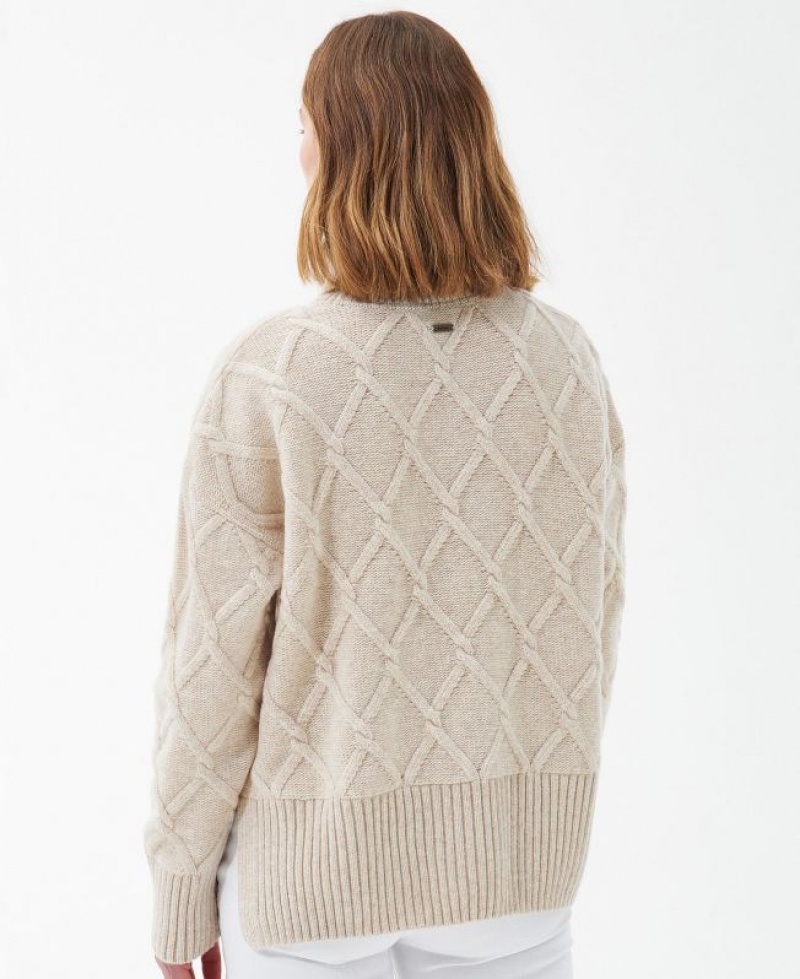 Beige Women Barbour Perch Knitted Sweater | US-1745OGZCI