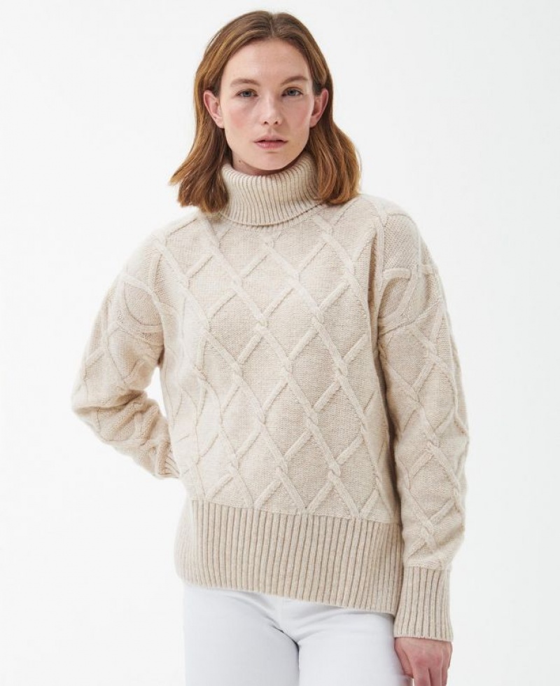 Beige Women Barbour Perch Knitted Sweater | US-1745OGZCI