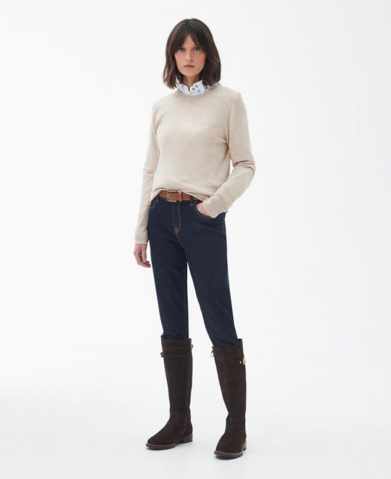 Beige Women Barbour Ridley Knitted Sweater | US-4239HIUVA