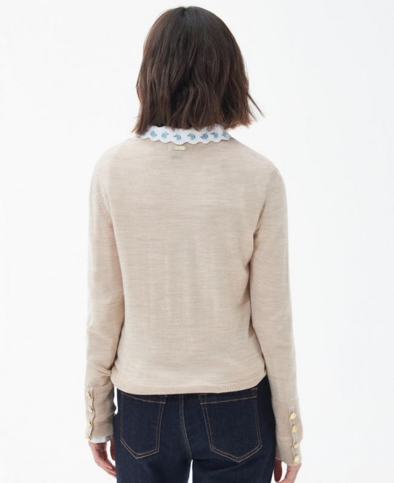 Beige Women Barbour Ridley Knitted Sweater | US-4239HIUVA